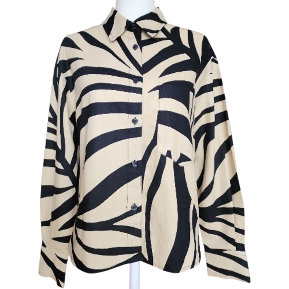 Joie Black and Cream Patterned Top - Picture 3 of 12